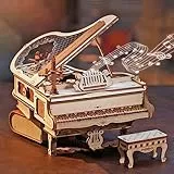 ROBOTIME 3D Puzzle in legno Pianoforte Magico, Kit di Modello Adulti Della Scatola Musicale, Costruzioni Semovente Della Struttura Dell'ingranaggio, Miglior Regalo