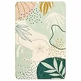 KIMODE Tappeto con stampa botanica verde, piccolo zerbino, 60 x 90 cm, lavabile e moderno, astratto, morbido, antiscivolo, a pelo corto, tappeto per camera da letto, cucina, ingresso