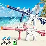 VATOS Pistola ad acqua elettrica per adulti e bambini, 2 pezzi 32 FT Range automatica pistola ad acqua giocattolo per spiaggia piscina One Touch completamente automatica pistola ad acqua (blu e rosa)