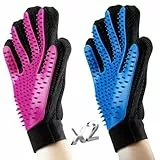 00 Pacco da 2 Guanti Mano Destra Togli Peli Cani Gatti Animali Pulizia Efficace Rimozione Spazzola Pettine Massaggio Gomma Blu Viola Casuale