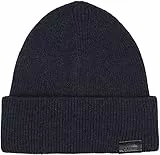 Calvin Klein Berretto Docker con Toppa in Pelle Cappello Lavorato a Maglia, CK Navy, Taglia Unica Uomo