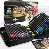 Castle Art Supplies Set di 120 Matite Acquerellabili con Extra | Pigmenti Vibranti | Disegna e Dipingi allo Stesso Tempo | Per Hobbisti Adulti e Professionisti | In Custodia di Facile Trasporto