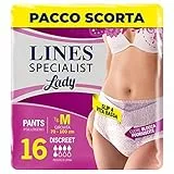 LINES SPECIALIST PANTS DISCREET per Incontinenza, Taglia M, Confezione da 16 Pezzi