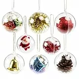 GWHOLE 15 Pezzi Palline di Natale Sfera Plastica Trasparenti Palla Palle da Natalizie Albero Apribili Decorative in 4,5,6 cm