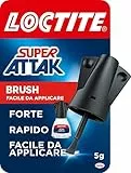 Loctite Super Attak Brush, Colla Liquida Trasparente con pennello, Super colla per applicazioni precise, Colla per legno, gomma, metallo, ceramica, legno, cuoio e pelle, 1x5g