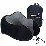 Cuscino da viaggio, morbido, in memory foam di alta qualità, sostiene collo e testa, per riposare e dormire, da usare in aereo, in macchina o a casa (nero)