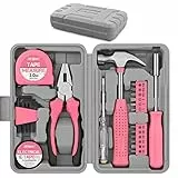 Hi-Spec Kit di 24 attrezzi per il FAI DA TE per donne. Piccola cassetta degli attrezzi con tutti i fondamentali attrezzi in formato ridotto per Casa & Ufficio