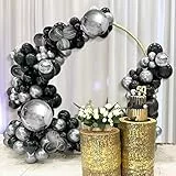 Unisun Palloncini Neri e Argento Kit Arco Ghirlanda 79 Pz, Palloncini Agata Nera 4D Palloncini Foil Decorazioni per Feste di Compleanno, Matrimonio, Primo Baby Shower, Feste di Laurea, Anniversario