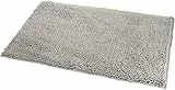 Amazon Basics - Tappeto da bagno in microfibra, a pelo lungo, antiscivolo, 53.34 W x 86.36 L cm ( 0,53 x 0,86 m ), Platino