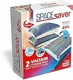 Spacesaver Premium Sacchetti Sottovuoto, 80% in più di Stoccaggio, Pompa a Mano per Viaggio, Doppia Chiusura, Tripla Valvola Turbo-Guarnizione per Il Massimo Risparmio di Spazio-Jumbo 2 Pezzi