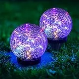 ZWOOS 2 Pezzi Luci Solari per Giardino, Lampade Globo Solari Esterno con 30 LED per Terrazza, Cortile, Prato, Impermeabili (Multicolore)