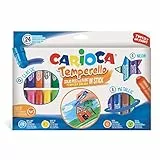 CARIOCA Temperello, Tempere Lavabili per Bambini in Stick per Colorare su Carta, Cartoncino, Legno e Cartone, Colori Assortiti e Brillanti, Senza Solventi, Classic, Neon e Metallic, 24 Pezzi