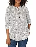 Amazon Essentials Camicetta in Tessuto a Maniche Lunghe Donna, Bianco Stampa Animalier, XL