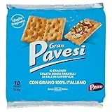 Gran Pavesi Cracker Salati Senza Granelli di Sale in Superficie, Senza Olio di Palma - 18 Pacchetti (560 g)