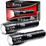 REHKITTZ Torcia Super Luminosa Portatile LED (Confezione da 2), 2000 Lumen Torcia Elettrica, Militare,Tattica,Impermeabile IP44 e 5 Modalità Di Illuminazione
