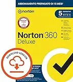 Norton 360 Deluxe 2024, Antivirus per 5 dispositivi, Licenza di 15 mesi con rinnovo automatico, PC, Mac, tablet e smartphone, Codice d'attivazione via email