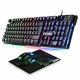 EMPIRE GAMING - Kit MK800 Cablata -Tastiera Gaming QWERTY (Italiana-Layout) RGB 105, 19 Tasti Anti-Ghosting -Tappetino Mouse Gamer RGB 2400 DPI - PC PS4 PS5 Xbox One/Series Mac