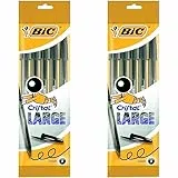 BIC Penne Nere a Sfera, Cristal Large, Punta Larga (1,6 mm), Confezione da 10, Fornitura Cancelleria Scuola