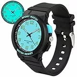 DTKID Orologio Analogico Retroilluminato, Bambini Adolescenti 5ATM Impermeabile Orologio Analogico Ragazzi Ragazze Cinturino in Gomma Morbida Quadrante di Facile Lettura Orologio da Polso