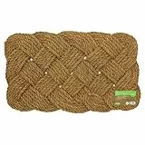 JVL - Zerbino per interni, in fibra di cocco naturale, fatto a mano, 45 x 75 cm, stile a corda annodata, biodegradabile, colore: marrone