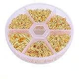 KINBOM 1000Pz Anelli di Salto, 4/5/6/7/8/10mm Anelli Salto Aperti per Bigiotteria Kit di Connettori per Gioielli con Custodia in Plastica Fermagli per Collane Fai Da Te Orecchini Bracciali (Oro)