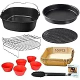 22cm Accessori Friggitrice Ad Aria 12 Pezzi, Per Friggitrice Ad Aria XXL Come COSORI 5,5L, Cecotec 6L, Moulinex 6,5L, Proscenic T22 5L, T21 5,5L Air Fryer
