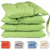 Flowen Set 4 Cuscini Sedie Verde Cucina Cuscini Sedie Esterno Giardino Coprisedie Lavabili Trapuntati con Laccetti Soggiorno Ufficio Poltrone Tinta Unita