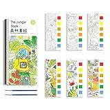 Vicloon Tascabile Per Pittura, Libro da Colorare per Bambini, Disegno per Bambini, Libro Magico, Libro dell'acquerello con 20 Segnalibro di Carta e 2 Pennelli, Pagine da Colorare (Foresta)