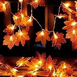 Foglie di Acero Luci Addobbi autunnali Lucine, 3M 20 LEDs Autunno Foglia d'acero Ghirlanda Luci Halloween, 3AA Batteria Alimentato Ghirlande, Natalizie Decorazioni