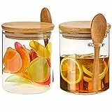 HILEYOLLA 540ml Set di 2 Barattoli di Vetro Borosilicato per Conservazione Alimenti Tè Caffè Farina Cereali Fagioli (Tondo)