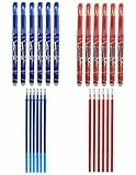 RHardware 12 penne a inchiostro rosso, blu, cancellabili da 0,7 mm e 12 ricariche in gel per penne, cancelleria scolastica
