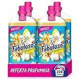Fabuloso Ammorbidente Lavatrice Concentrato Vaniglia e Orchidea 224 lavaggi 4 x 1,25L | Bucato morbido e profumato | Profumo di lunga durata | Flacone e tappo sono 100% riciclabili