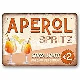 Dorothy Spring Targhetta in Metallo Aperol Spritz Design Retrò Vintage Placca Decorativa per Casa Regalo per Amici Decorazioni da Appendere 14x20cm