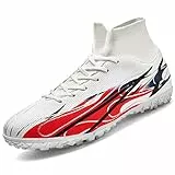 Unitysow Scarpe da Calcio Uomo Professionale All'aperto Sportivo Erba Scarpe da Allenamento Bambino Teenager Adulto Alte Scarpe da Calcetto 35-46,Bianco,35 EU