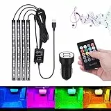 Luci abitacolo Auto USB Striscia LED Bawoo Striscia Luce Interni 48 Led RGB Auto Illuminazione Strisce 8 Colori 4 Modalità Musica Con Telecomando Caricabatterie per Accendisigari