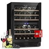 KLARSTEIN Cantinetta Vino Refrigerata a Zona Doppia per Interno/Esterni, Frigo Bar, Cantina Vino con Porta in Vetro, Mini Frigo Silenzioso, Frigorifero Piccolo Touch Control, 5-20°C, 51 Bottiglie