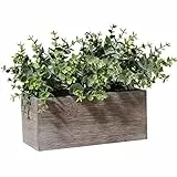 Aisamco Foglie di Eucalipto Artificiale in Scatola di Legno Rami di Eucalipto Finti Piante In Vaso Verde Grigio Artificiale per Decorazioni Floreali per Feste di Nozze