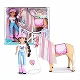 Nancy - Una giornata con il suo cavallo, bambola articolata e cavallo,spazzola-spugna che fa apparire meches sulla criniera, per bambine/i dai 3 anni, Famosa (NAC49000)