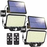 Faretti Solari a Led da Estern ,Pannello Solare con sensore di movimento ,266Leds 1400Lm 2200mAh battrie 3Mode Luce Solare Led Esterno con telecomando Ip65 per Giardino Cortile Portico 【2 pacchi】