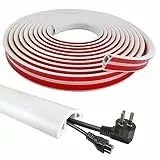 8M Canalina Passacavi Cavi da Pavimento PVC, Canalina Passacavi Autoadesiva per Cavi, Canaletta per Cavi Elettrici, Canalina Passacavi per Nascondi e Management Cavi | 20 × 10mm (Bianco)