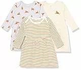 Amazon Essentials Abito a Maniche Lunghe Bimba, Pacco da 3, Arancione Righe/Avorio/Lilla/Gatti, 0-3 Mesi