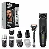Braun Regolabarba Tagliacapelli Uomo, Rasoio Elettrico Barba e Capelli, 12-in-1 Styling Kit Per Barba, Capelli, Corpo, Naso e Orecchie, 100 Minuti Di Utilizzo Senza Fili, MGK7460