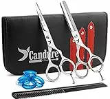 Candure Forbici Parrucchiere Professionali Barbiere Parrucchiere Forbici Sottili Lucido Set - Forbici Capelli per Sfoltire i Capelli Kit Forbice Barba per Donna, Uomo, Bambino