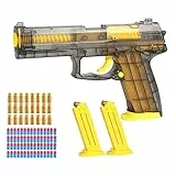 Pistola Giocattolo con 2 Caricatore e Silenziatore, Proiettili in Schiuma di Gomma Morbida Pistole Espulsione, Robusto Custodia Trasparente, Gioco di Tiro per Bambini 6+ anni
