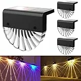 Anmossi Luce Solare Esterno,IP65 Impermeabile LED Lampade Solari da Esterni,2 Modalità,Bianco Caldo/Colore,Lampada Solare da Parete per Giardino,Recinzione,Patio(4 Pezzi)