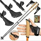 ATTRAC Bastoncini Nordic Walking Carbonio 60% - Bastoni a Lunghezza Fissa con sgancio rapido „Click & Go“ dei guantini - Impugnatura in Sughero + PDF Workout (105 cm)