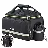UBORSE Borsa Posteriore Cremagliera per Bicicletta, Borsa Bagagli per Bici Portapacchi Scalabile Grande Capacità, Borsa da Viaggio Multifunzionale Riflettenti con Manico e Tracolla, Nero