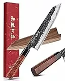 HEZHEN Coltello da Chef Forgiatura, Acciaio Composito Coltello Kiritsuke,Coltello da Cucina Stile Giapponese,Manico Ottagonale,Fodero Coltello in Legno