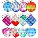12 pezzi Mini Pop Fidget Toy, Tie dye Sensory Silicone Toy, Fidget Toy Portachiavi, Mini Push Fidget Toy, Bubble Sensory Silicone Toy, per Sollievo Dallo Stress Adulti e Bambini (Colore Casuale)