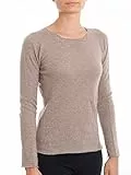 DALLE PIANE CASHMERE - Girocollo 100% Cashmere, Made in Italy - Donna, Colore: Visone, Taglia: M